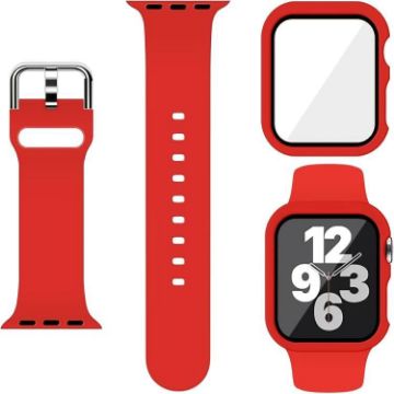 Apple Watch Ultra 2/1 49mm Red Silicone Band & PC Case with Film - 1