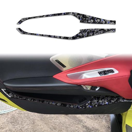 Chevrolet Corvette C8 2020 Carbon Fiber Door Panel Stickers 4pcs Set - 1