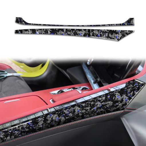 Gold Foil Carbon Fiber Console Stickers for Chevrolet Corvette C8 2020+ - 1