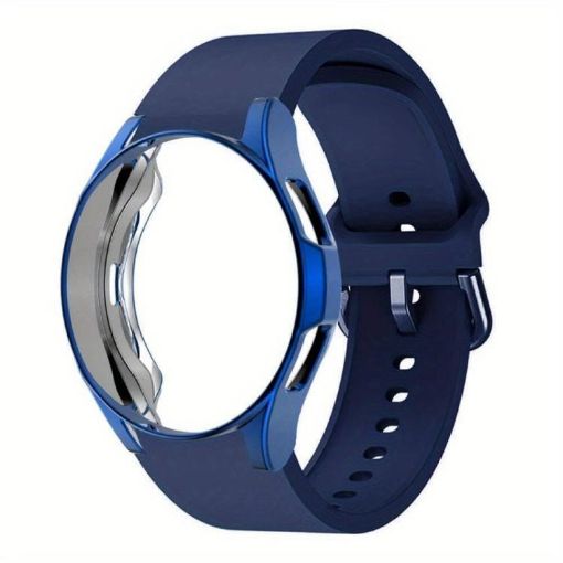 Samsung Galaxy Watch 4 Classic 42mm Silicone Band & PC Case - Dark Blue - 1