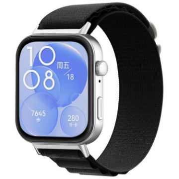 Huawei Watch Fit3/Fit4/Fit4 Pro Nylon Loop Sport Band (Black) - 1