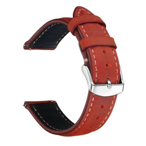 18mm Red Retro Crazy Horse Leather Watch Band xDfind - 1