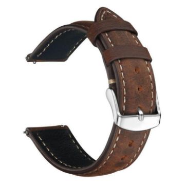 22mm Dark Brown Retro Crazy Horse Leather Watch Band xDfind - 1