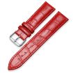 18mm Bamboo Texture Leather Watch Band with Pin Buckle - Red - 1
