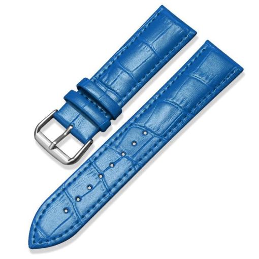 Light Blue 20mm Bamboo Texture Leather Watch Band with Pin Buckle - 1