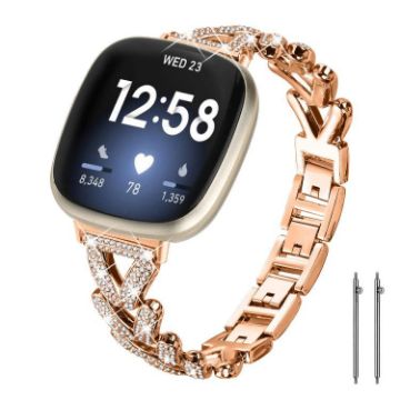 20mm Small Twist Diamond Metal Watch Band - Rose Gold - 1