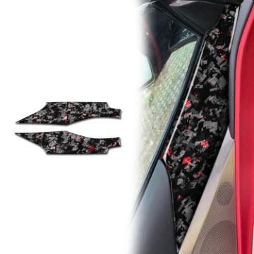 Gold Foil Carbon Fiber Car Door Stickers for Corvette C8 2020+ (2pcs, Red) - 1