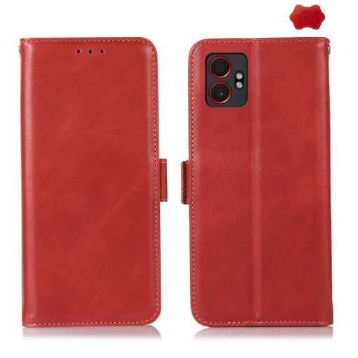 Samsung Galaxy XCover7 Pro Red Leather RFID Phone Case - Magnetic Cover - 1