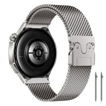 22mm Silver Milanese Parachute Buckle Stainless Steel Mesh Watch Band - 1